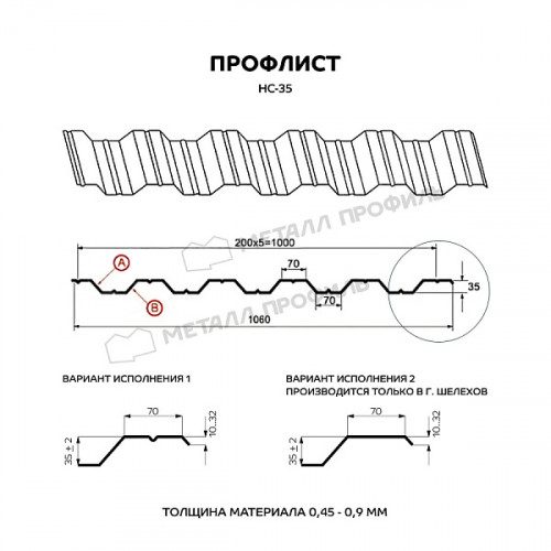 Профлист МЕТАЛЛ ПРОФИЛЬ НС-35x1000-A NormanMP (ПЭ-01-8017-0,5)
