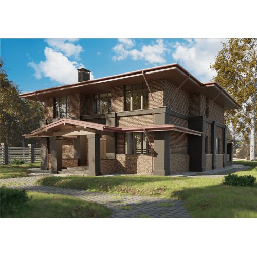 Сайдинг LUX под камень, Bergart, кедровый орех